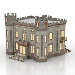 Retro House Castle Building 3d model