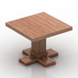 Wood Square Table Country Style 3d model