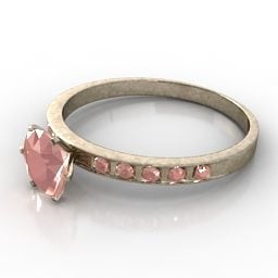 Zestaw biżuterii pierścionkowej z kolorowym jadeitem Model 3D