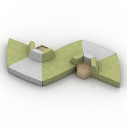 ספה משושה לובי עיצוב דגם תלת מימד