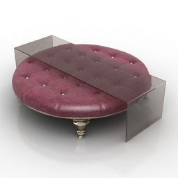 Glass Leather Table Seat 3d model