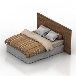 Bed With Blanket Pillows 3d model
