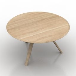 Round Solid Wooden Table 3d model