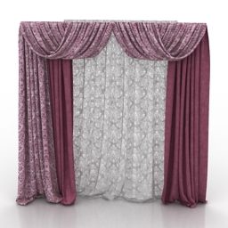 Curtain Pink Fabric Textile 3d model