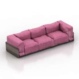 Modern Pink Color 3 Seats Sofa 3d model