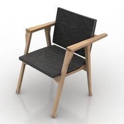 3д модель деревянного тканевого кресла Cassina