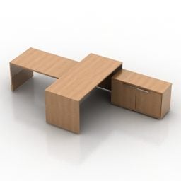 Wood Table Office Conference Room 3d model