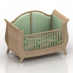 Antique Crib Upholstery Style 3d model