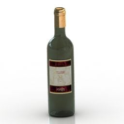 Three Wine Bottle With Lable 3d model