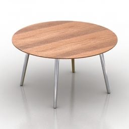 Round Modern Table Wooden Top 3d model