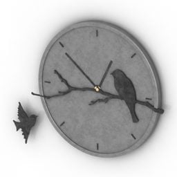 3д модель настенных часов с птицами