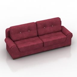 Dark Red Sofa Pushe 3d model