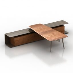 Office Table With Wooden Cabinet Combine 3d model