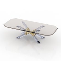 Home Rectangle Glass Dining Table 3d model