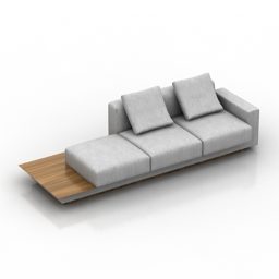 Sofa Sofa Kulit Coklat model 3d