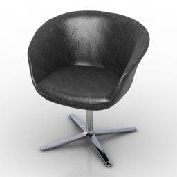 3д модель черного кожаного кресла на одной ножке