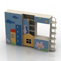 3д модель настенного книжного шкафа