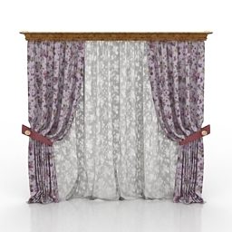 Pink Curtain Two Layers 3d model