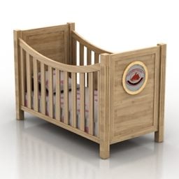 Wood Crib Bed Furniture 3d model