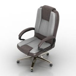Brown Wheel Armchair Office Furniture 3d model