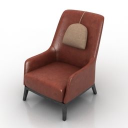 Leather Single Armchair V1 3d model