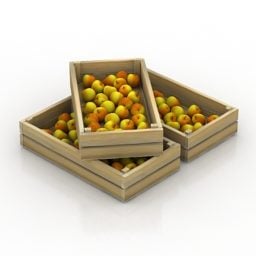 Mô hình 3d hộp gỗ đựng trái cây táo