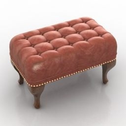 Chesterfield Seat Red Fabric 3d model