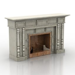 Fireplace Grey Stone 3d model