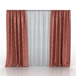 Curtain Red White Two Layers 3d model