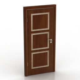 Wood Door Trio Panel 3d model