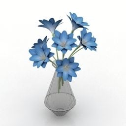 花瓶蓝色花3d模型