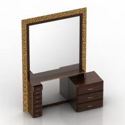 Nowoczesna toaletka z lustrem i stołkiem Model 3D