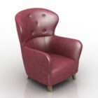 Red Leather Wing Armchair Monbrison