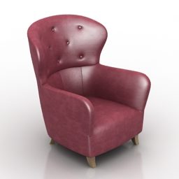 Red Leather Wing Armchair Monbrison 3d model