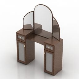 Starožitný hnědý dřevěný toaletní stolek 3D model