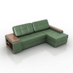 Sofa Corner Green Fabric 3d model