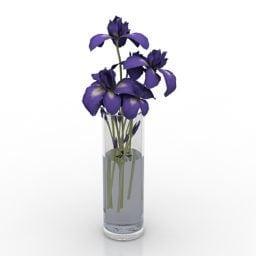 אגרטל פרחים סגול איריס דגם תלת מימד