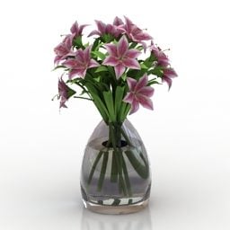 Bình hoa để bàn mẫu hoa huệ hồng 3d