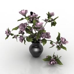 Vase Magnolia Flowers 3d model