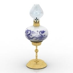 Lamp Asian Oil Lamp Set 3d model
