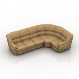Sofa Pushe Corner Brown Color 3d model