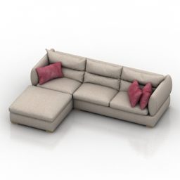 3д модель дивана углового бежевого кожаного