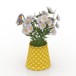 Vase Chamomile Flower 3d model
