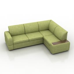 3д модель зеленого дивана Пуше Миста