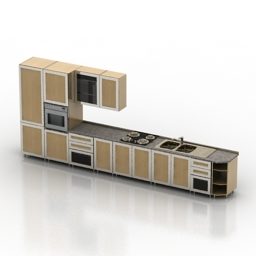 Kitchen Straight Cabinet 3d model