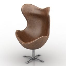 Modern Egg Armchair Brown Leather 3d model