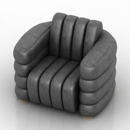 Black Leather Armchair Dls 3d model