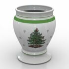 White Vase With Tree Texture