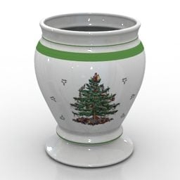 White Vase With Tree Texture 3d model