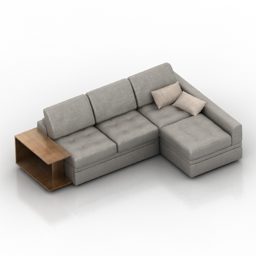 Corner Grey Sofa Pushe Bruno 3d model